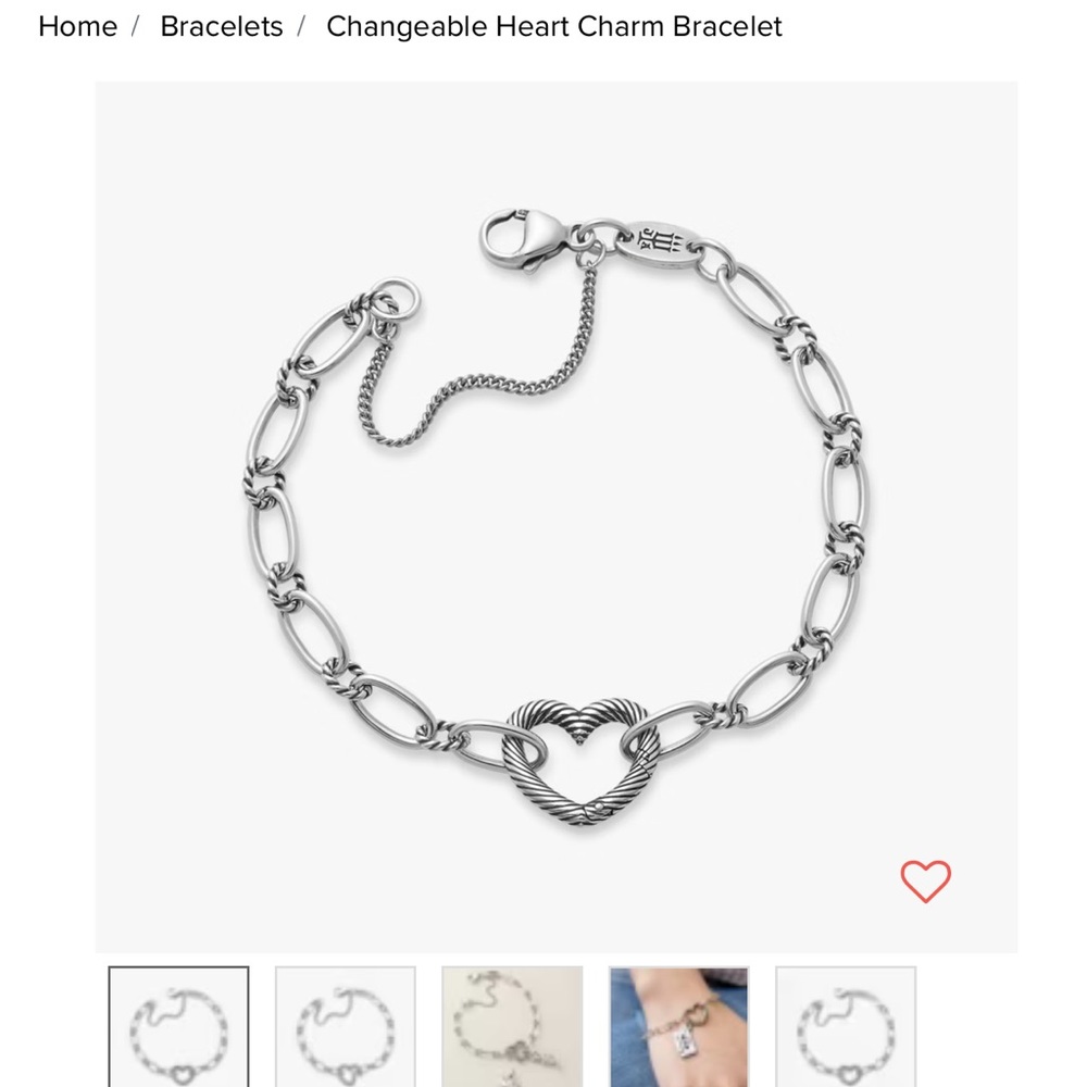 James Avery Silver Heart Link Bracelet